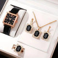 Square Belt Watch Gem Bracelet Set Timeless Luxury & Modern Elegance - Awesome Marketplace