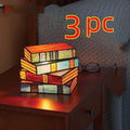 Stacked Books Lamp - Handcrafted Resin Desk Lamp with Stained Glass Light - Awesome Marketplace