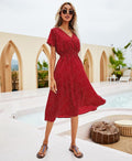 Summer Polka Dot Short Sleeve Waist-tight Dress - Awesome Marketplace