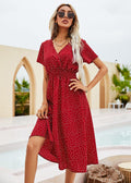 Summer Polka Dot Short Sleeve Waist-tight Dress - Awesome Marketplace