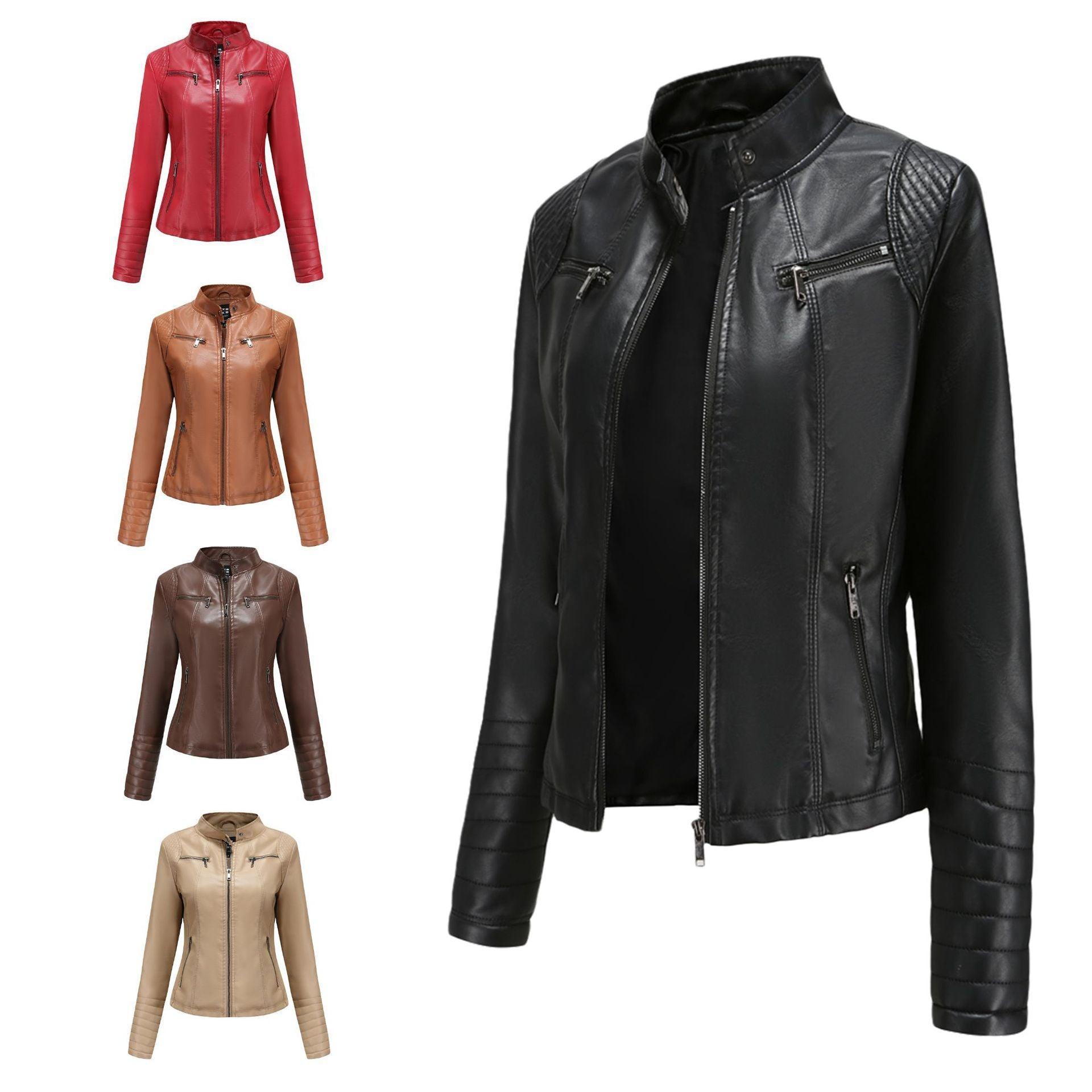 Women's Leather Thin Motorcycle Clothing Short Chic Women's Jacket - Awesome Marketplace