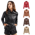 Women's Leather Thin Motorcycle Clothing Short Chic Women's Jacket - Awesome Marketplace