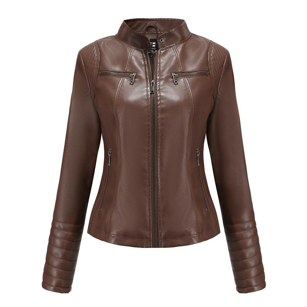 Women's Leather Thin Motorcycle Clothing Short Chic Women's Jacket - Awesome Marketplace