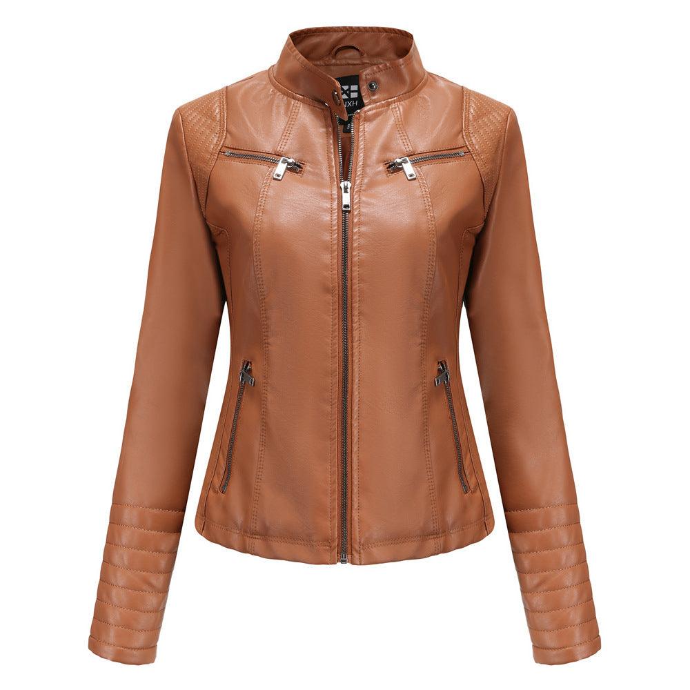 Women's Leather Thin Motorcycle Clothing Short Chic Women's Jacket - Awesome Marketplace