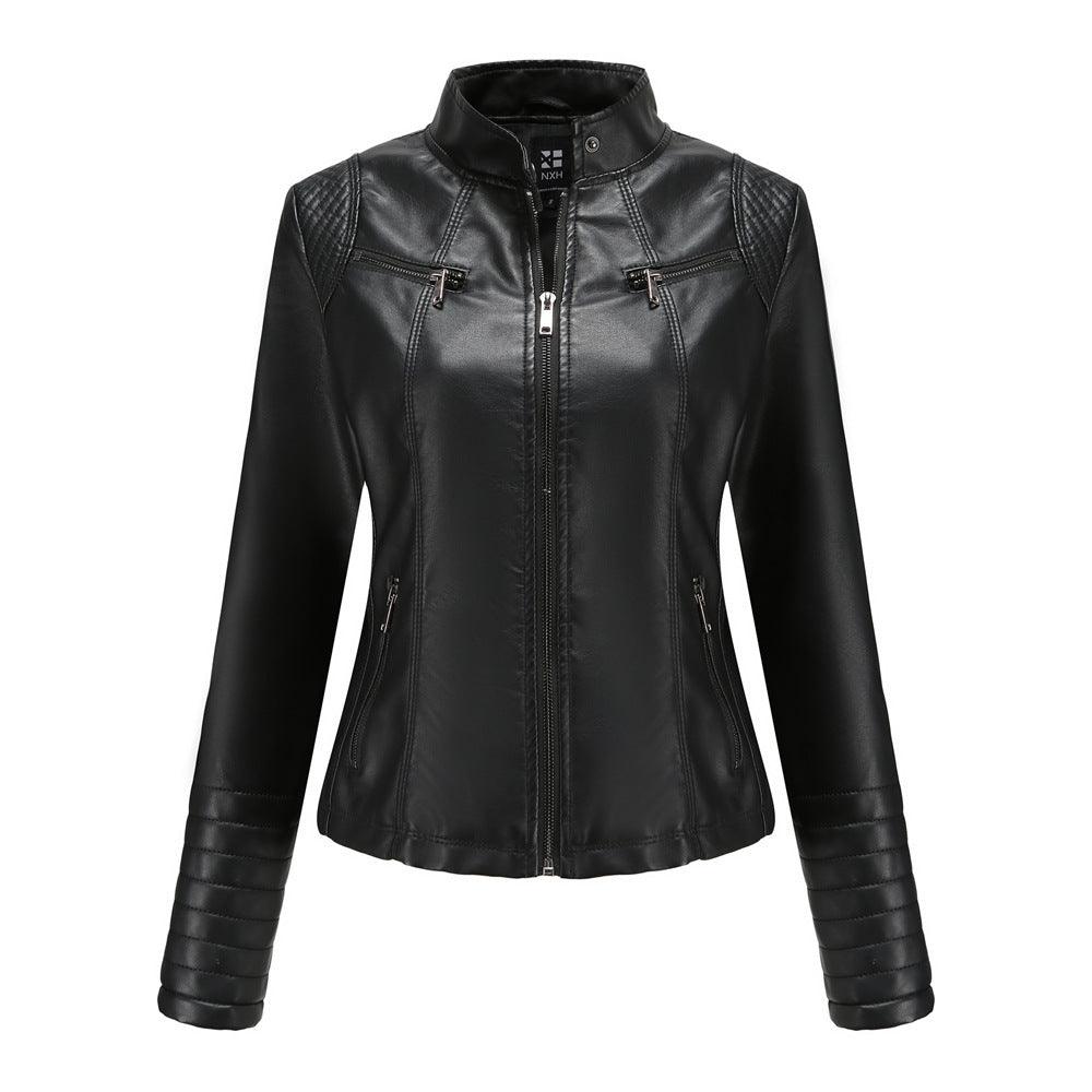 Women's Leather Thin Motorcycle Clothing Short Chic Women's Jacket - Awesome Marketplace