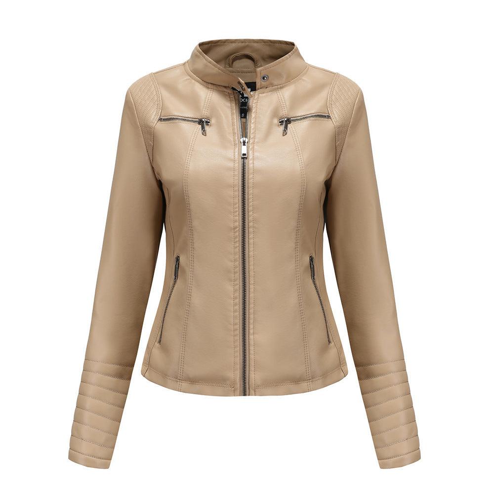 Women's Leather Thin Motorcycle Clothing Short Chic Women's Jacket - Awesome Marketplace