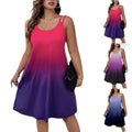 Women's Round Neck Gradient Printing Casual Camisole Dress - Awesome Marketplace